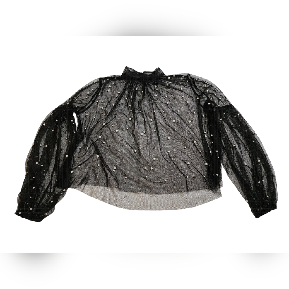 Forever 21 Sheer Pearl Top, Size M